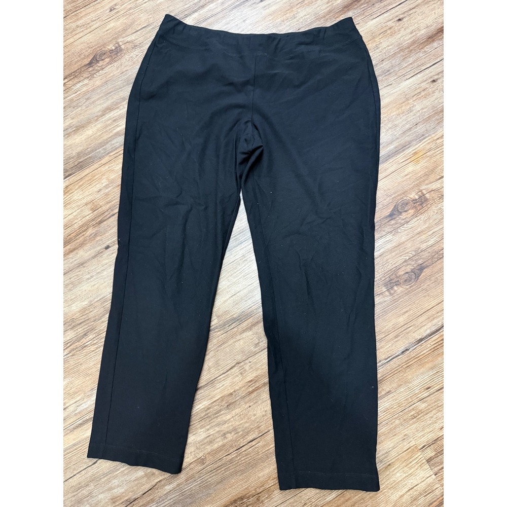 Eileen Fisher Petite Medium Black Stretch Pull On Pants Straight Leg Womens